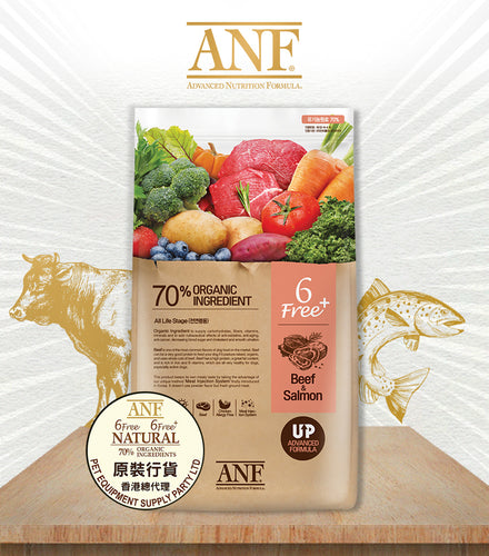 ANF, 6 Free+, Beef、Salmon, 牛肉、三文魚、蔬果(升級配方+防敏感)全犬種 - my物